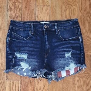 [23]Ladies Patriotic Distressed Shorts